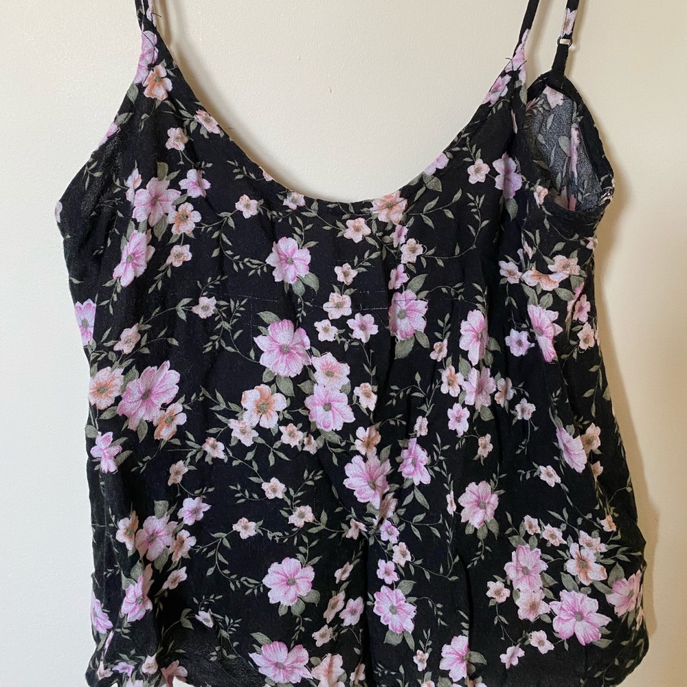 Floral Tank with Back Cutout
